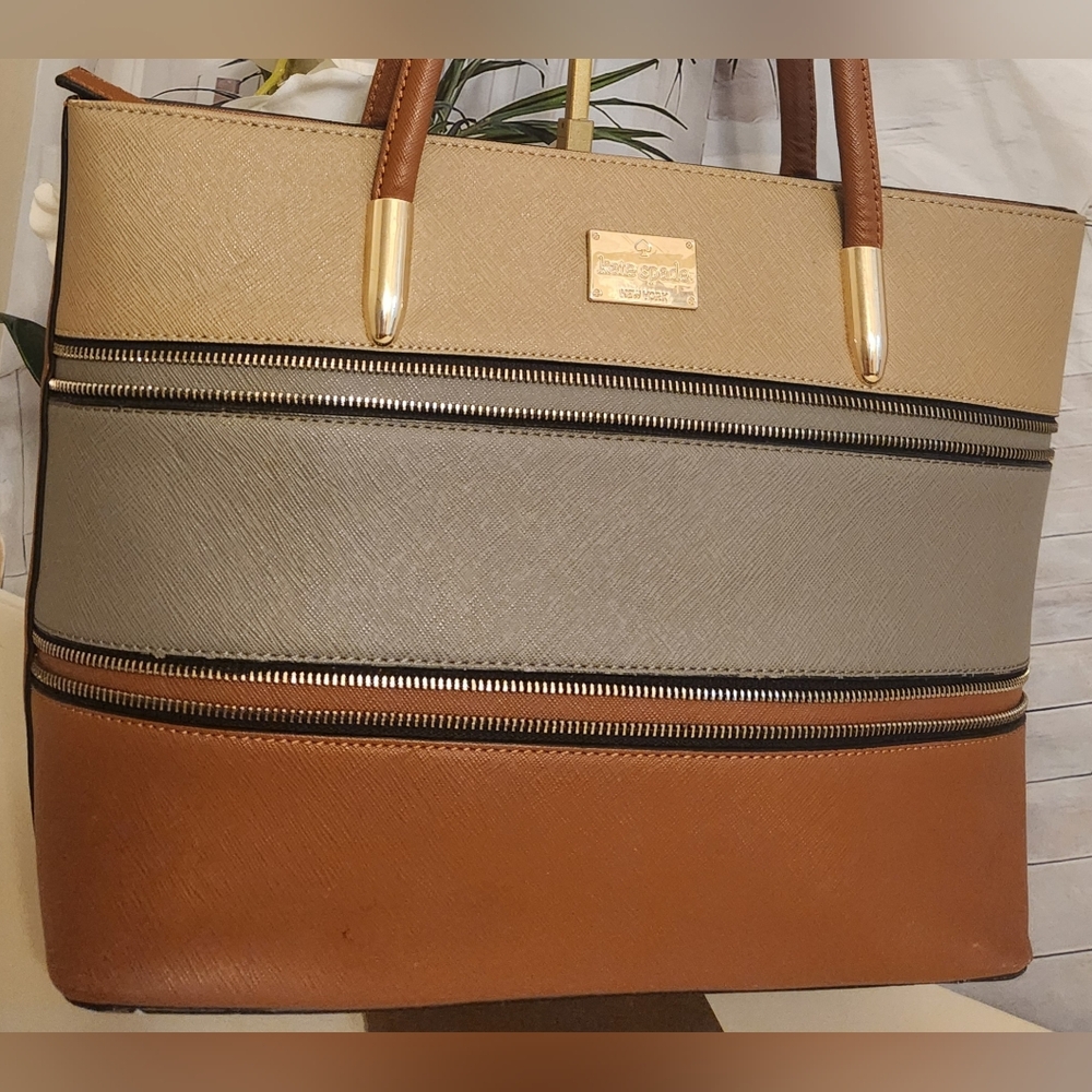 Tote Bag By Kate Spade..Gorgeous Colorblock With Decorative Zipper Accents!